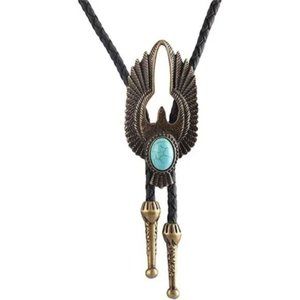 Mens Bolo Tie Cowboy Necklace Leather Necktie Western Peace Dove Bolo Tie-gold